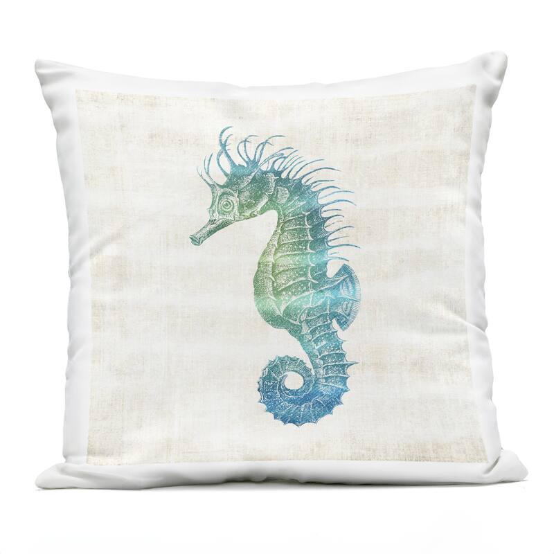 Stupell Ombre Seahorse Expression Printed Outdoor Throw Pillow Design by Susan Arnot - Accent - Polyester - Blue - Single