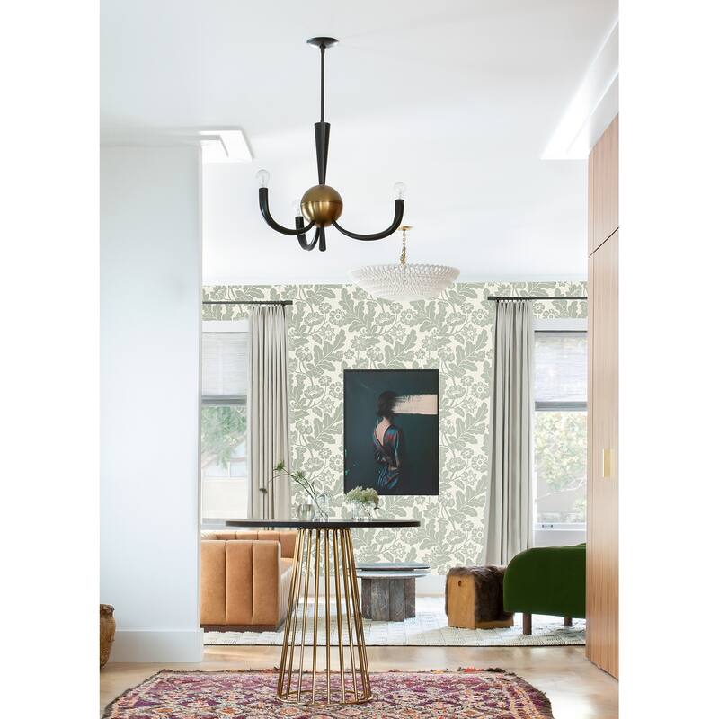 A-Street Prints Augusta Silver Flock Damask Wallpaper