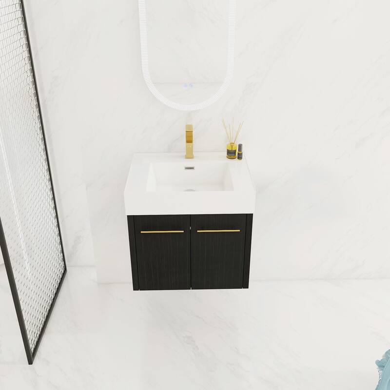 Wall-Mounted Bathroom Vanity with Thick-Edged Resin Basin Sink