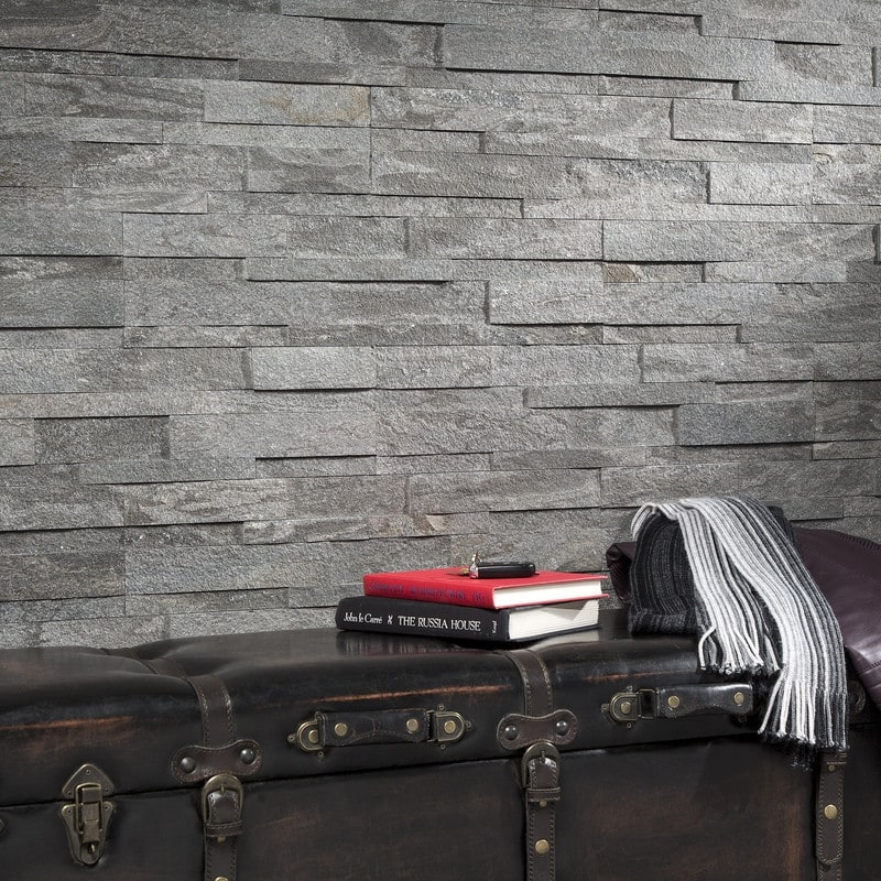 Aspect Peel and Stick Raised Stone Overlay Kitchen Backsplash Panel