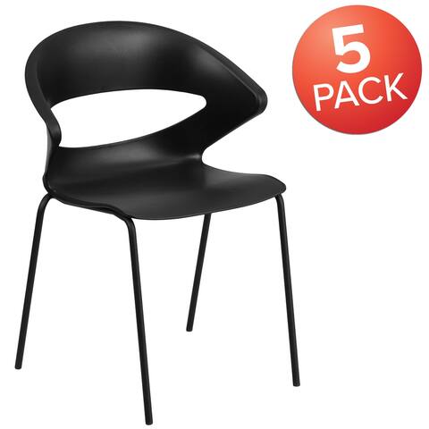 5 Pack 440 lb. Capacity Café Style Stack Chair with Flexible Back Design