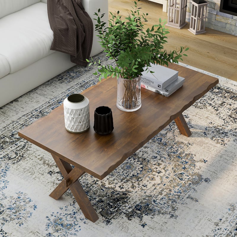 Mav Transitional Walnut 47-inch Solid Wood Coffee Table by Furniture of America