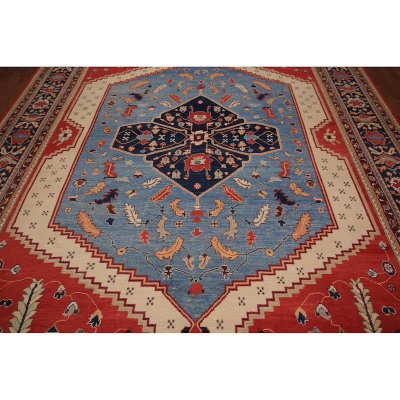 Vegetable Dye Red Sultanabad Oriental Rug Hand-Knotted Wool Carpet - 8'11" x 12'0"