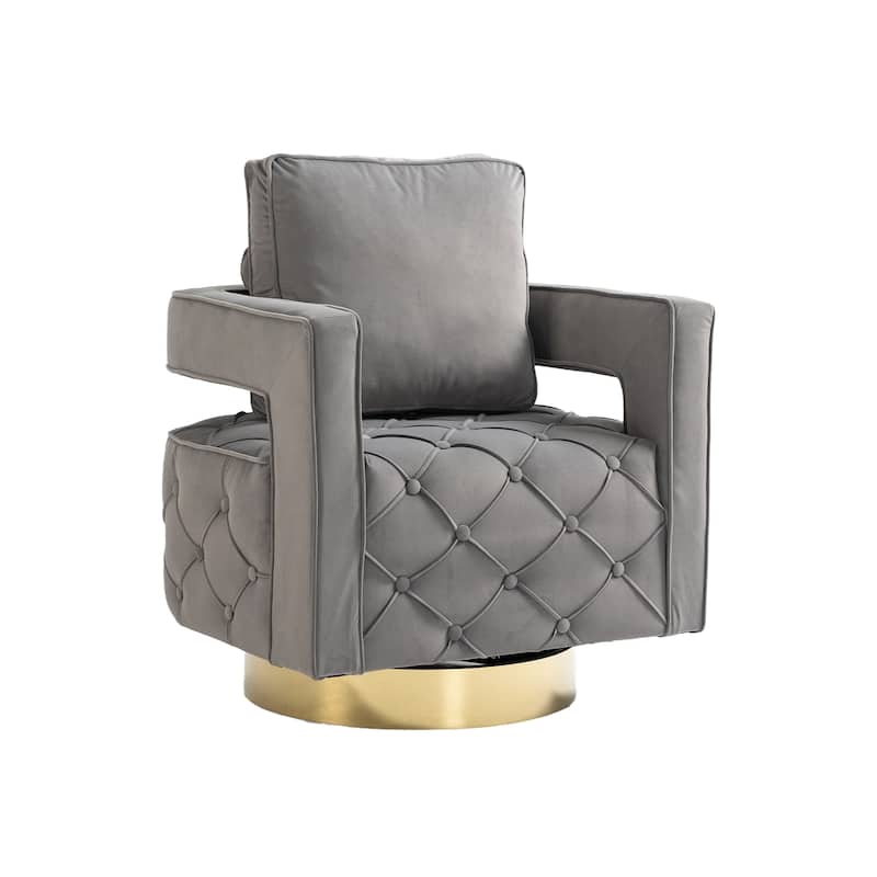 Mid Century 360° Swivel Tufted Accent Armchairs with Velvet Upholstered