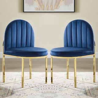 Contemporary Modern Velvet and Gold Channel Tufted Dining Chair - Bed ...