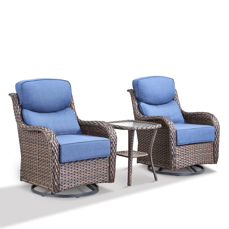 Outdoor Swivel Chairs with 6-Inch Thick Cushions for Garden