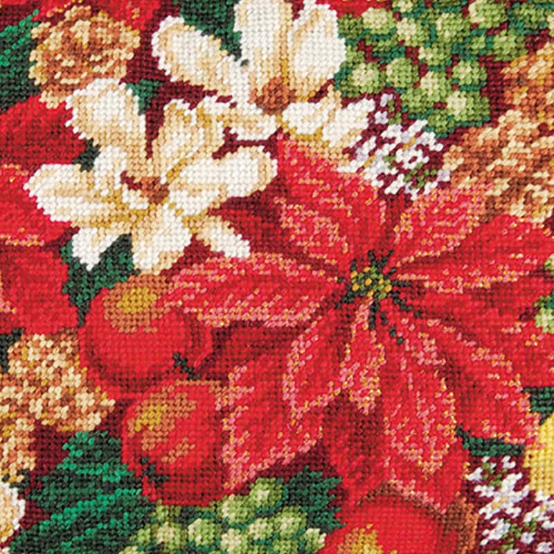 Christmas 14" x 18" Crimson Glory Needlepoint Pillow
