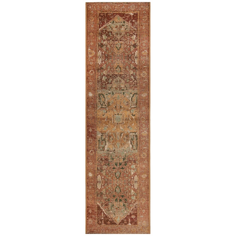 Liora Manne Marina Heriz Indoor/Outdoor Rug - 1'11" x 7'6" - Terracotta/Multi