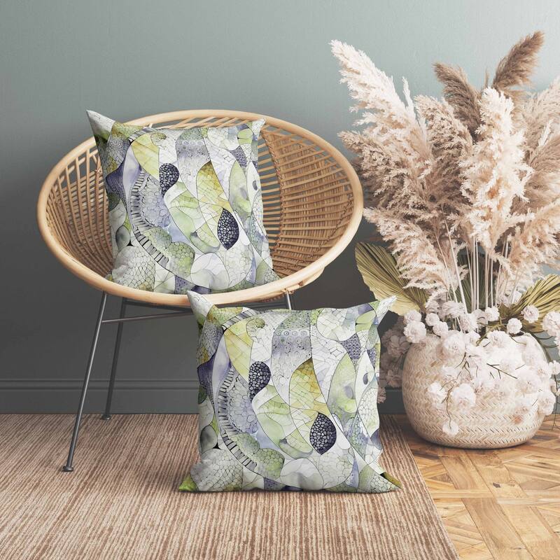 Rock Heaven Indoor/Outdoor Reversible Throw Pillow Green and Grey