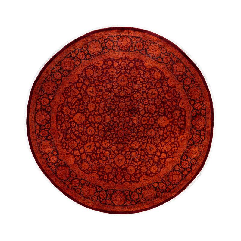 Overdyed One-of-a-Kind Hand-Knotted Area Rug - Orange - 8' 2" x 8' 2"