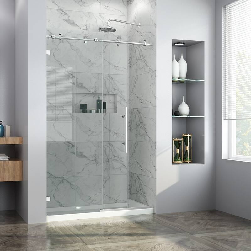 ELEGANT Frameless Sliding Shower Door 60" W x 76" H in Chrome