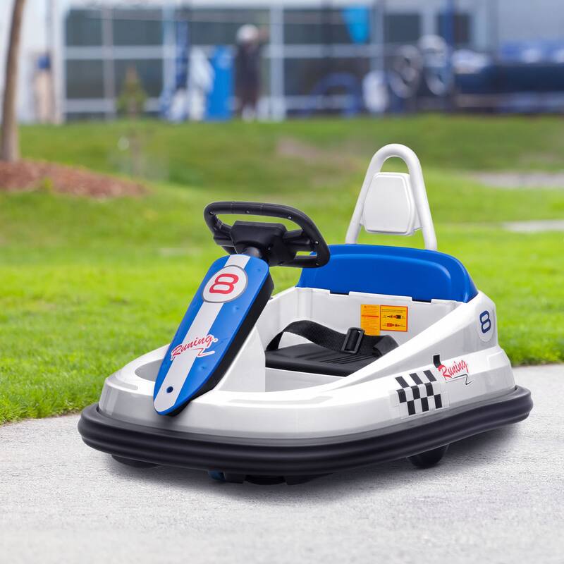 Toddler 6V Bumper Car with 360 Degree Spin, EVA Bumper Edges, LED Lights, Horn and Songs, for Kids Ages 18-48 Months