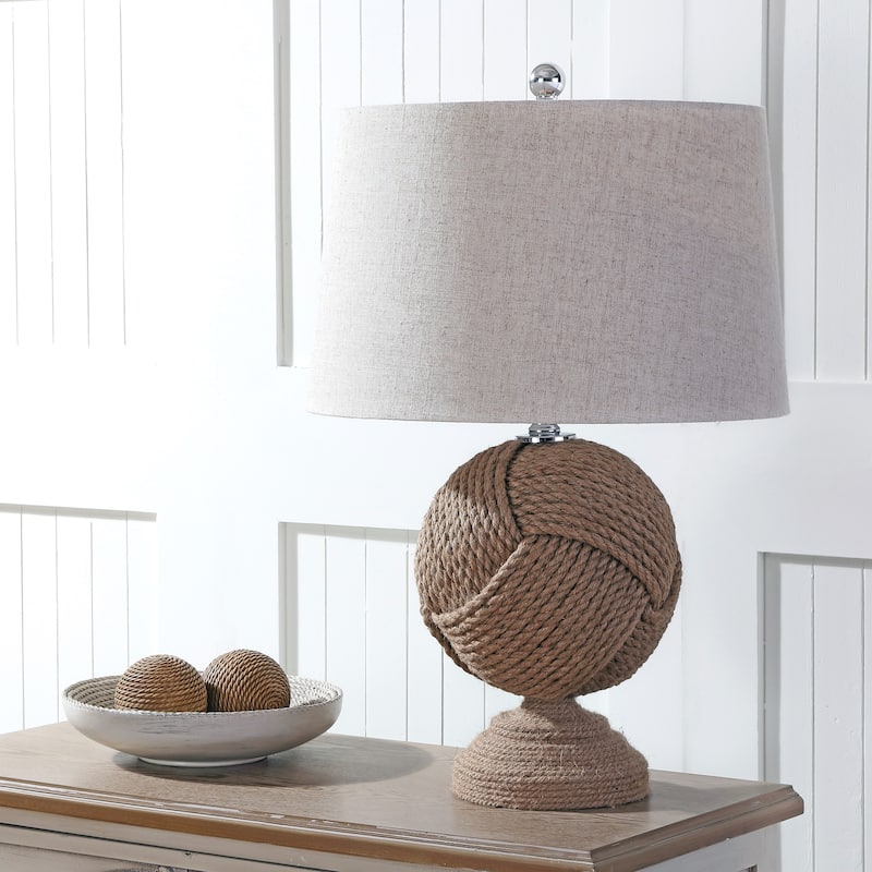 Rosette Fist 24" Knotted Rope LED Table Lamp, Brown by JONATHAN Y