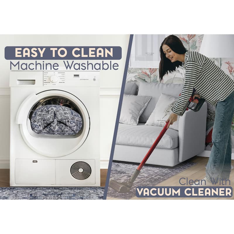 L'Baiet Jasmine Grey Distressed Machine Washable Rug