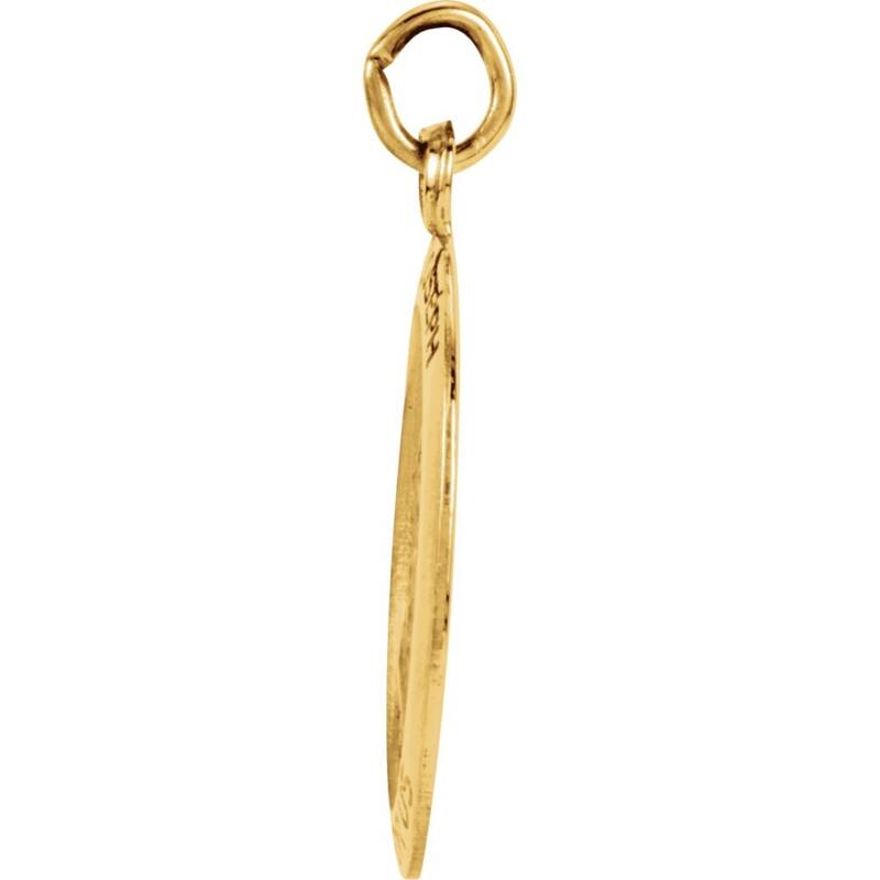 Curata 14k Yellow Gold 15x11mm Polished Oval St. Joseph Medal Necklace, 16"