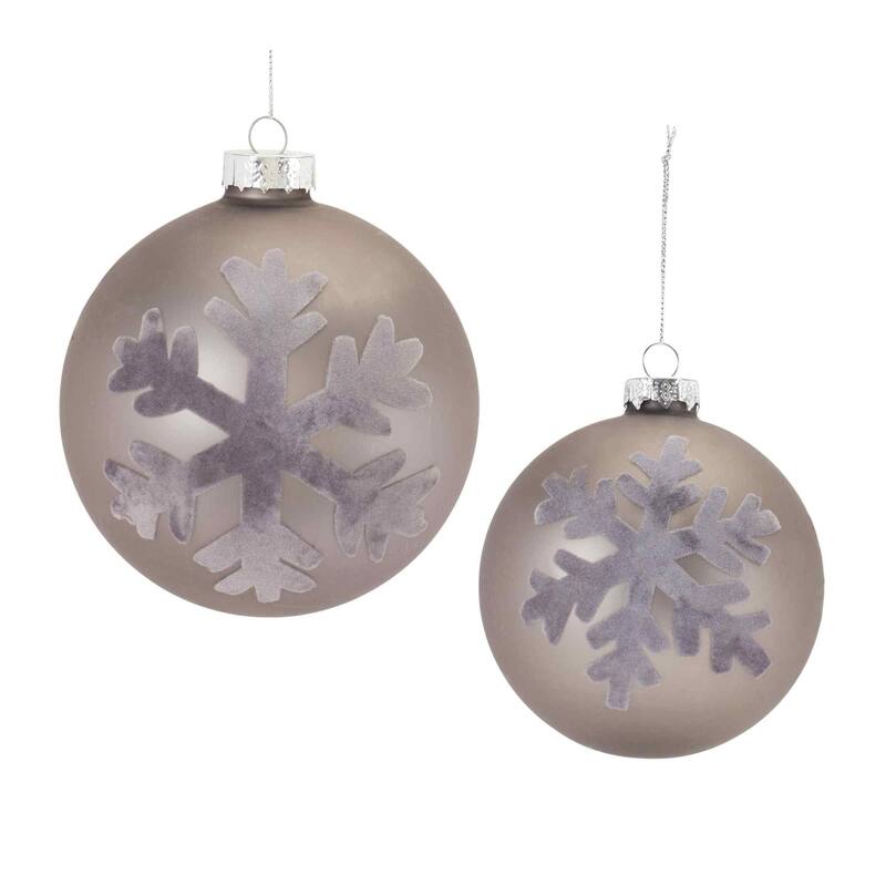 Matte Snowflake Glass Christmas Ball Ornaments 5" 130mm Gray 6ct