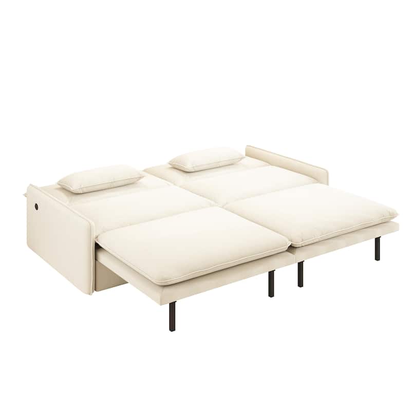 Convertible Sleeper Sofa Bed with Storage and USB Port Modern Chenille Fabric for Versatile Living Spaces