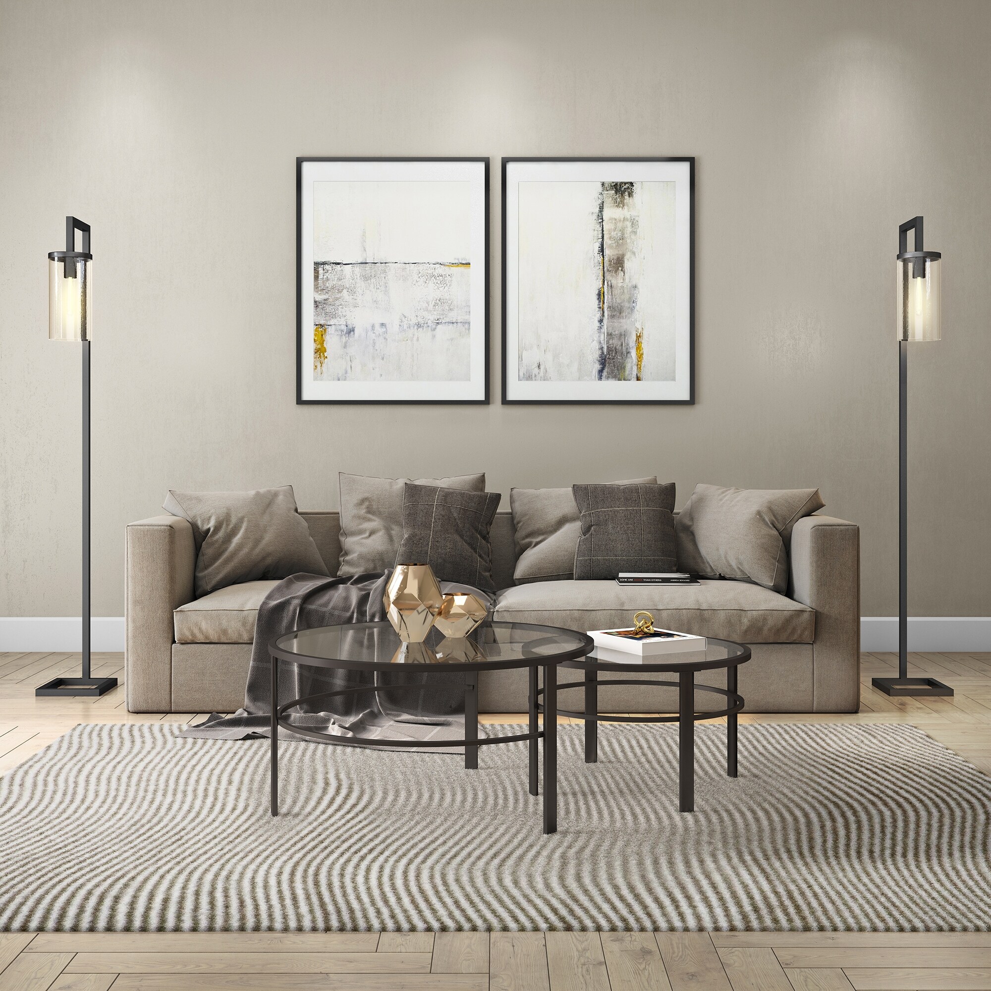 Gaia Round Metal Tempered Glass Nesting Coffee Tables 2 Pc Set Optional Finishes Overstock 22278007