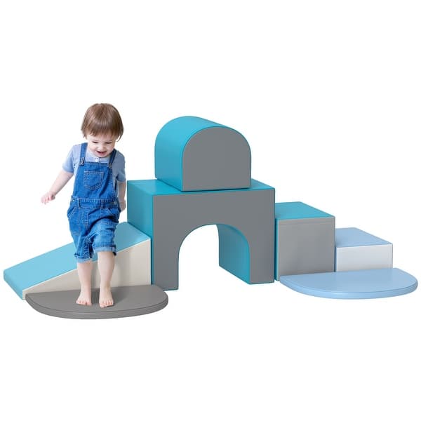 slide 2 of 8, 7-Piece Baby Soft Play Equipment, Toddler Crawling Climber for Creativity and Shape Discovery with Easy-to-Clean Surface Multicolor