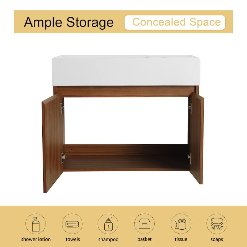 Malwee 24"/30" Bathroom Vanity with Sink, Floating Bathroom Vanity with Soft Close Door