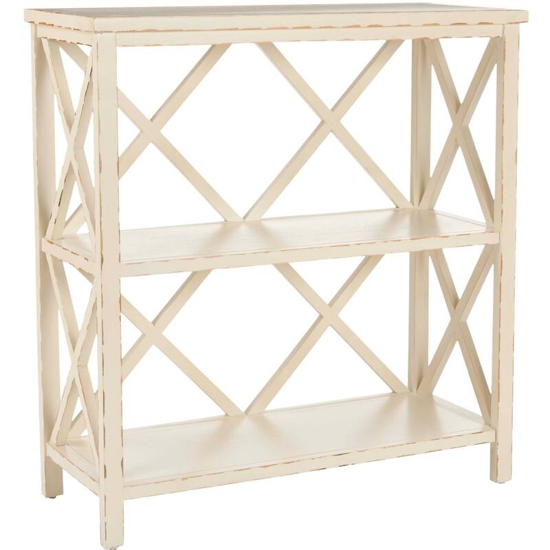 SAFAVIEH Fikreta Distressed Ivory Bookcase - 33.5" x 13.5" x 35.6" - 33.5" x 13.5" x 35.6" - 34Wx14Dx36H