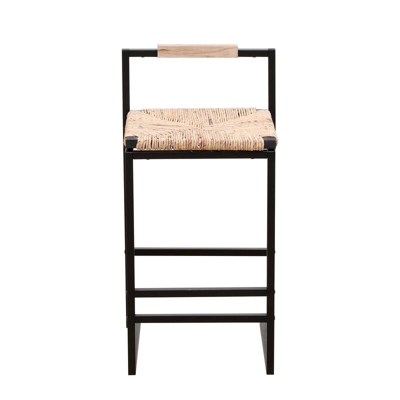 Set of 2 Counter Height Woven Bar Stools with Back