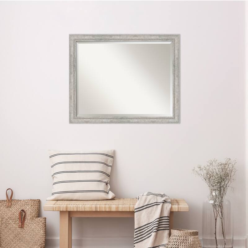 Angled Beveled Wood Framed Wall Mirror