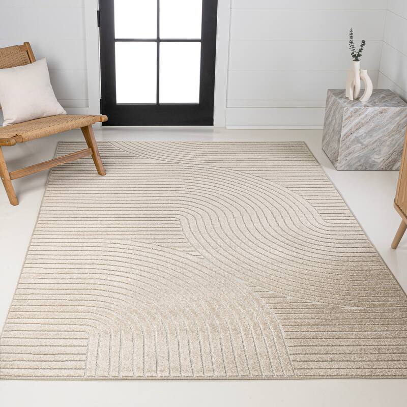 JONATHAN Y Odense Minimalist Curve Geometric Gray/Ivory Area Rug