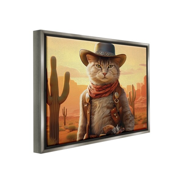Stupell Cowboy Sheriff Cat Framed Floater Canvas Wall Art Design