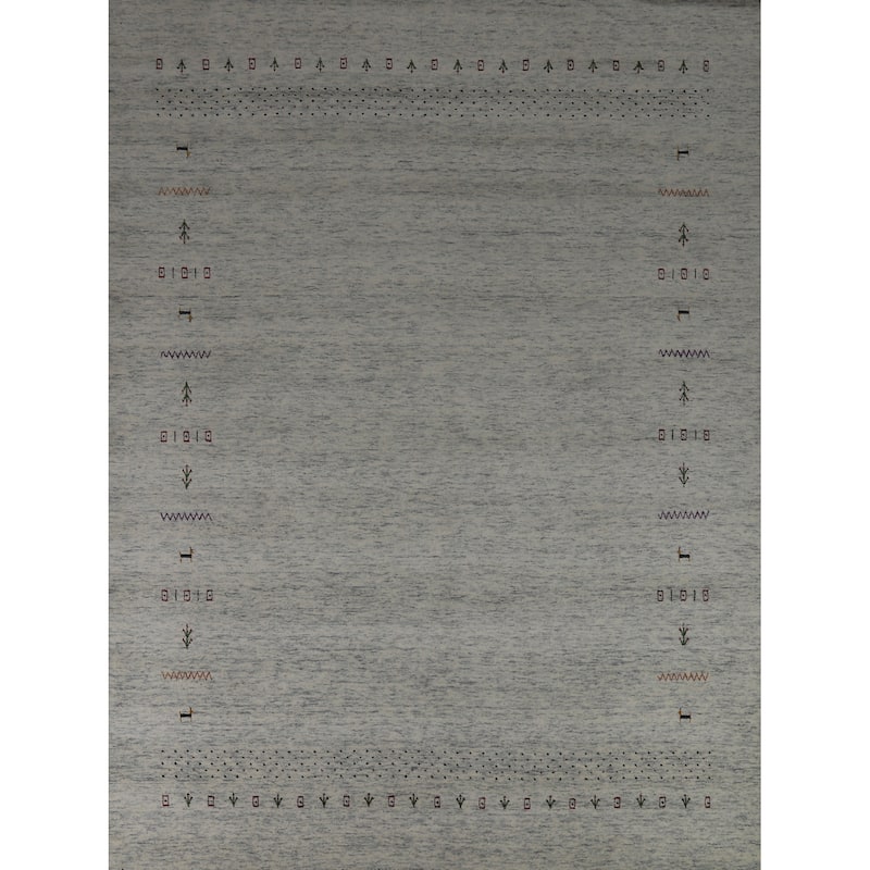 Hand Knotted Oriental 100% Wool Carpet Tribal Animal Pictorial Greys & Charcoal Gabbeh Area Rug - 10' 0'' X 8' 3''