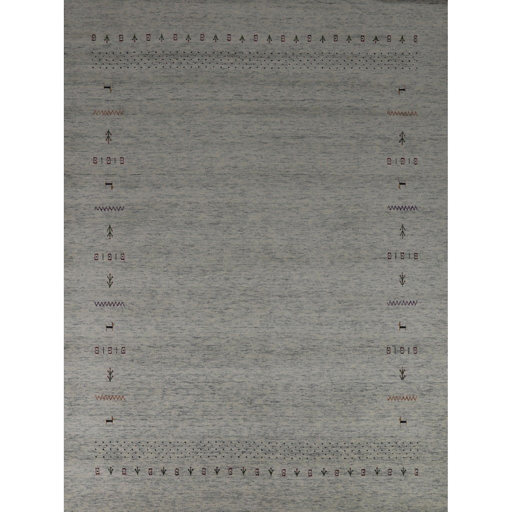 Hand Knotted Oriental 100% Wool Carpet Tribal Animal Pictorial Greys & Charcoal Gabbeh Area Rug - 10' 0'' X 8' 3''