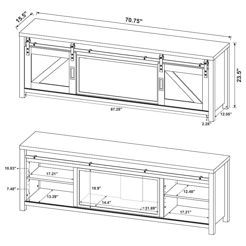Enfield 71-Inch TV Stand Fireplace Media Console Dark Pine