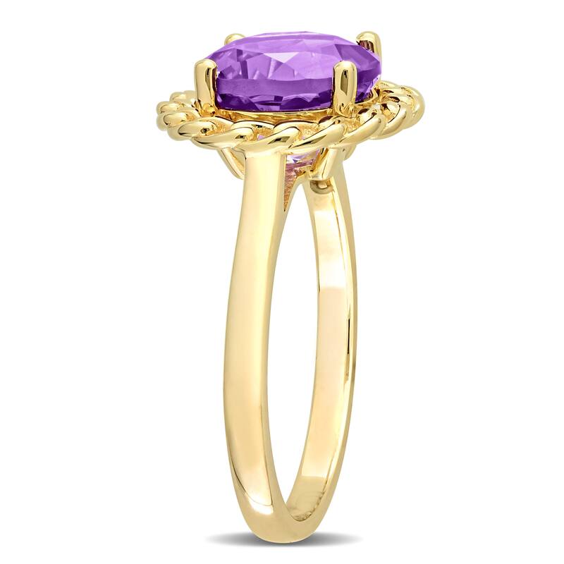 Miadora 2 1/4 CT TGW Amethyst-Africa Fashion Ring Yellow Silver