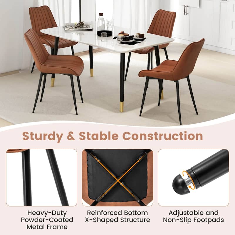 Gymax 4 PCS Dining Chair Upholstered Leisure Chairs w/ Metal Legs
