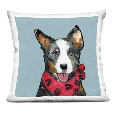 Stupell Dog with Paw Bandana Decorative Printed Throw Pillow Design by Sally Swatland