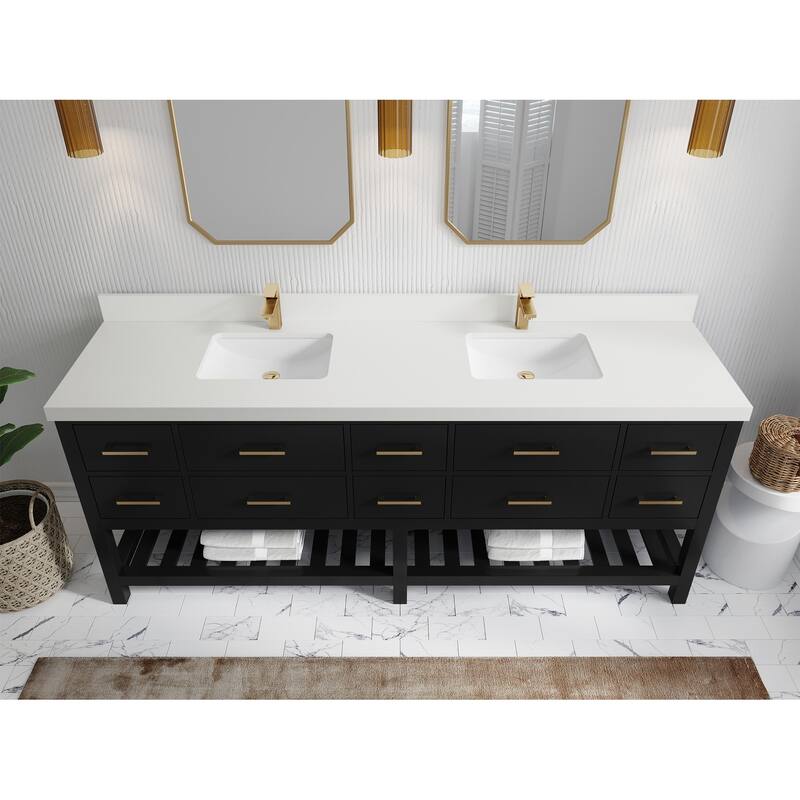 Willow Collections 84 in. W x 22 in. D Parker Double Sink Bathroom vanity with Regular Countertop