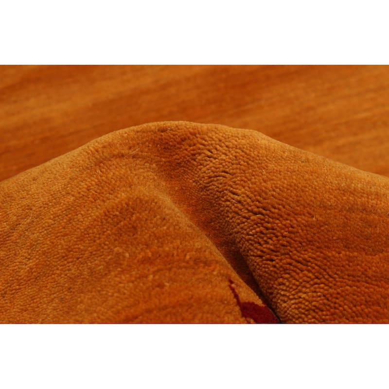 Kashkuli Gabbeh Orange Rug 4'10" x 4'10" - 4'10 x 4'10