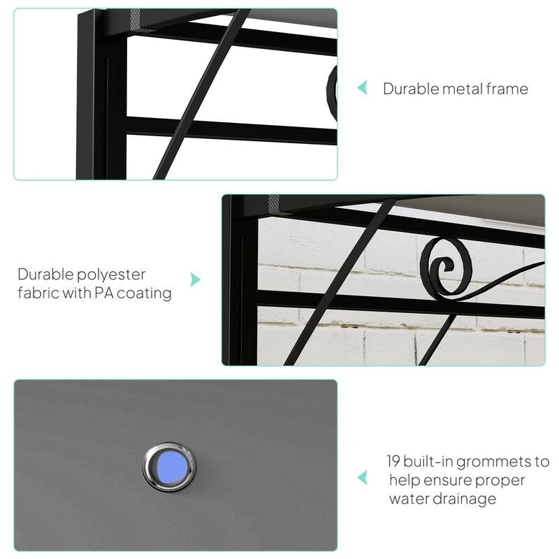 Dark Gray Adjustable Patio Gazebo with Powder-Coated Steel Frame UV and Water Resistant Polyester Canopy