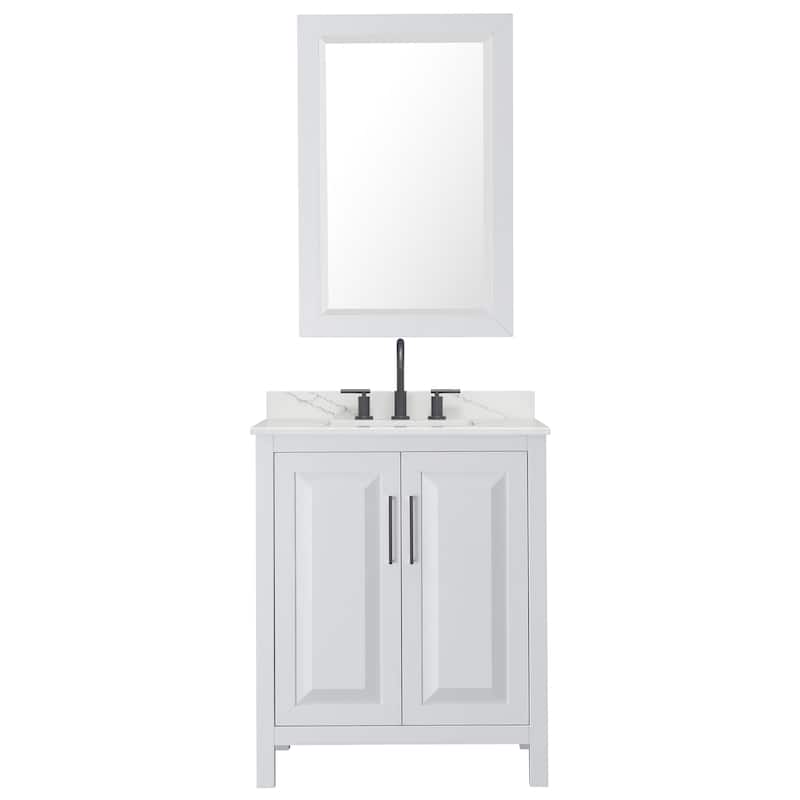 Daria 30-inch Single Vanity, 3 Hole Quartz Top, 24-inch Mirror