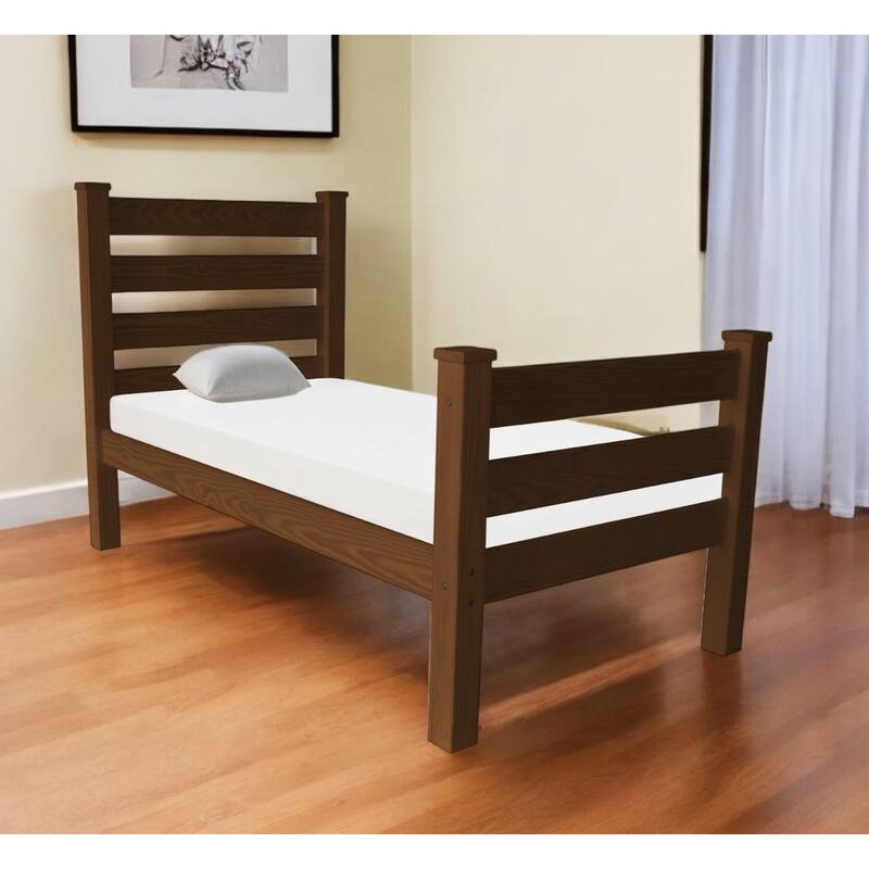 HomeRoots Brown Solid Wood Twin Bed Frame - Twin