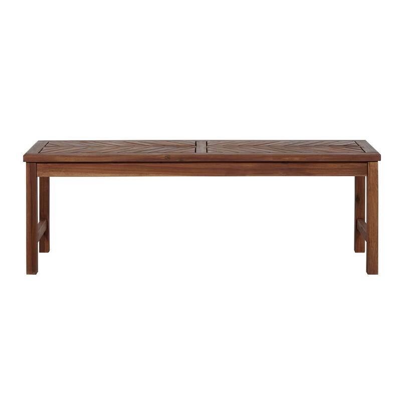 Walker Edison Elephant Point Acacia Wood Chevron Bench