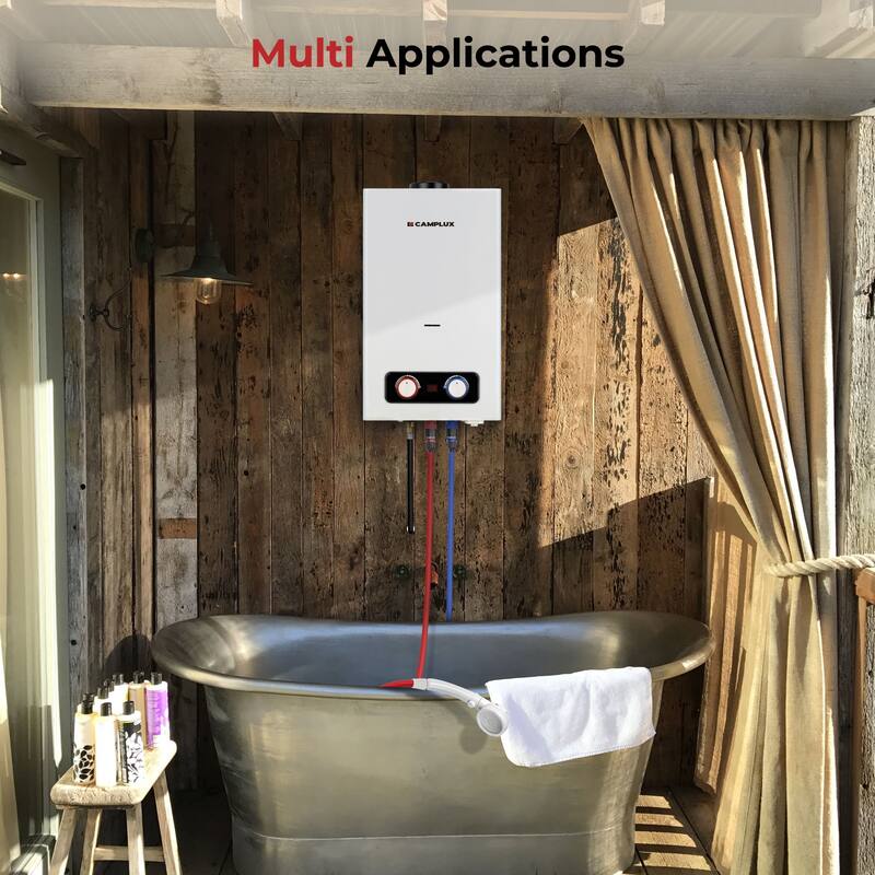 CAMPLUX 2.64 GPM 68,000 BTU Outdoor Portable Propane Tankless Water Heater, White