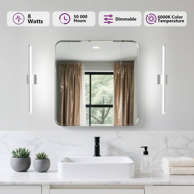 Modern LED Vanity Light Bar Dimmable 8W Wall Fixture 6000K