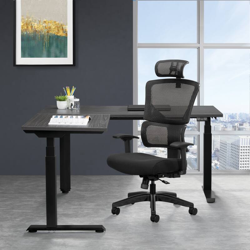 Big & Tall Vertical Managers Chair - Black Back with Mesh v2 Seat and Headrest