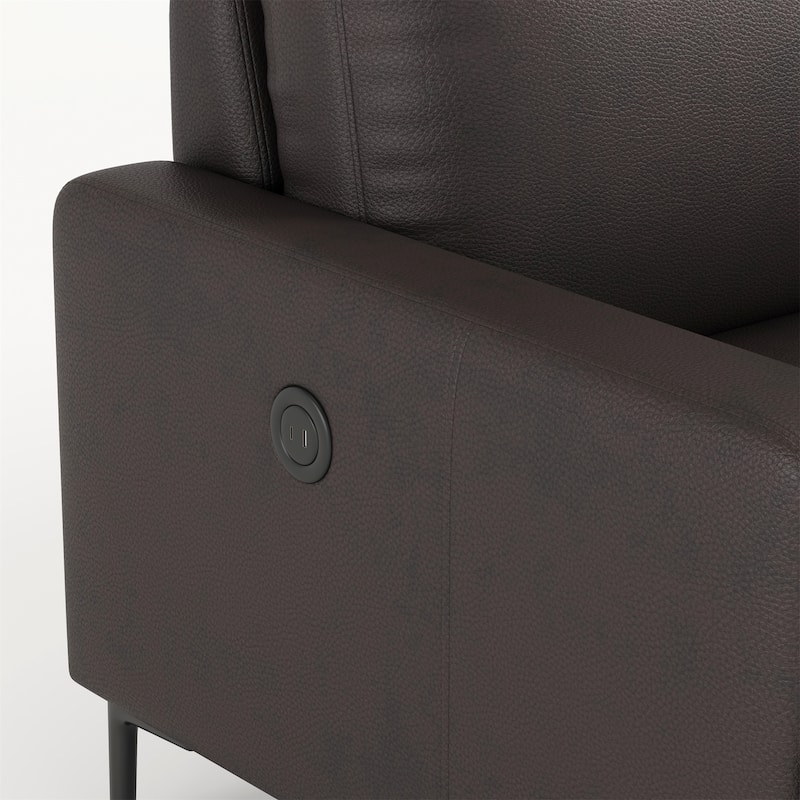 Modern Faux Leather Sectional Sofa with USB Port