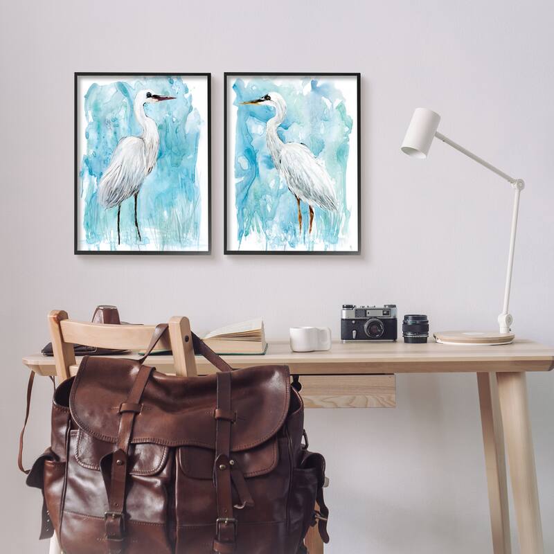 Stupell Nautical Crane Pair White Beach Birds Blue Sky 2pc Multi Piece Framed Wall Art Set