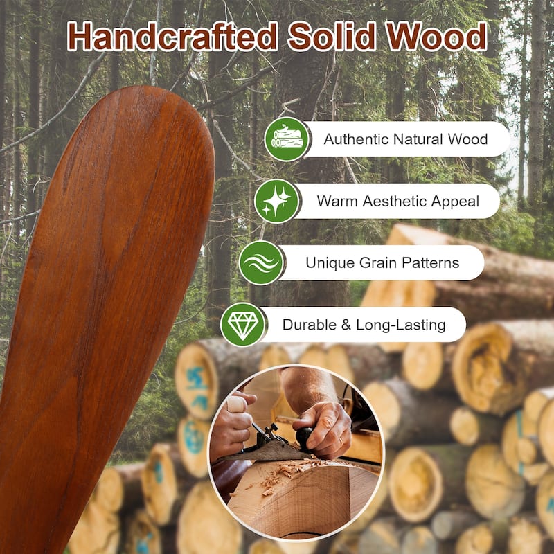 Sofucor 52" Indoor Wood Ceiling Fan Light with Remote, Integrated Light Optional