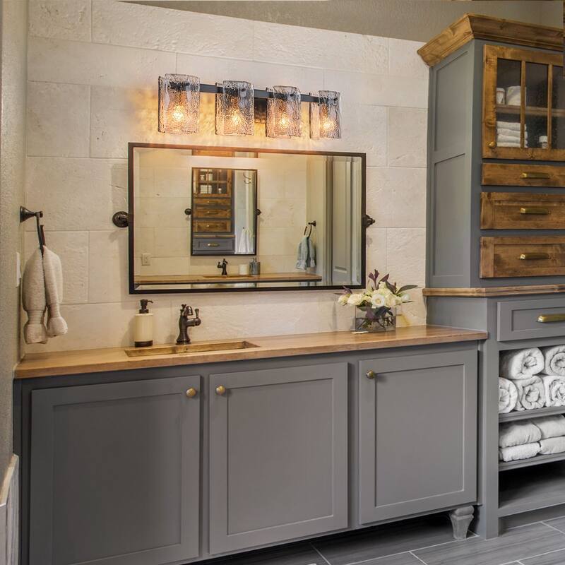 3/4-Light Textured Smoke Glass Wall Sconce — Modern Industrial Vanity Light for Bathroom