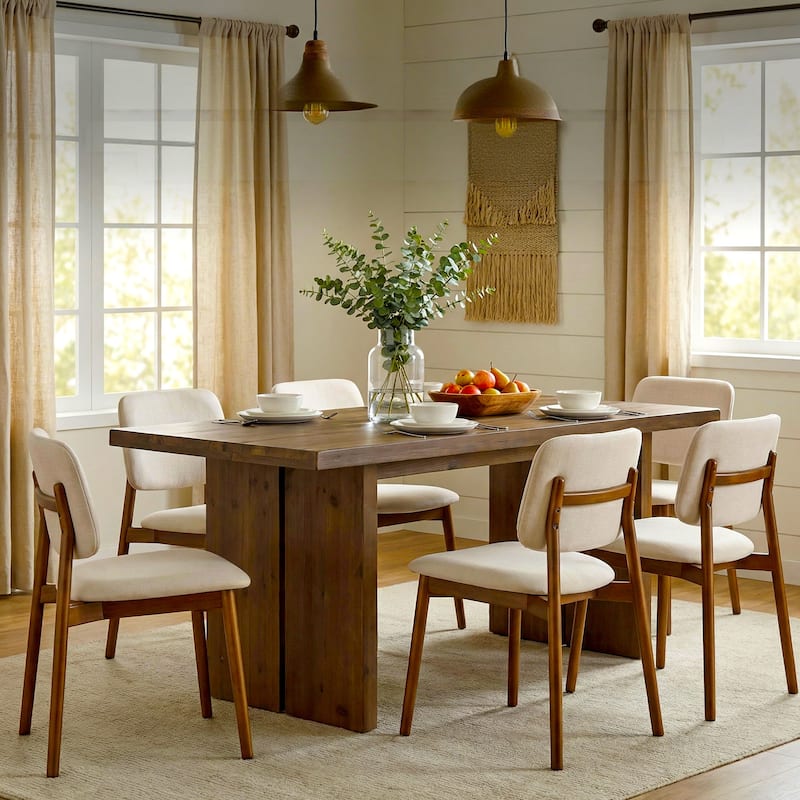 63" Solid Wood Rectangle Dining Table for 6 - Brown