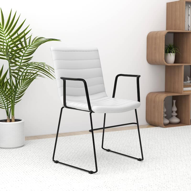 Zylar Ergonomic Guest Chair with Leather, Stainless Steel Base, High-Density Foam, Modern Design for Office or Waiting Room